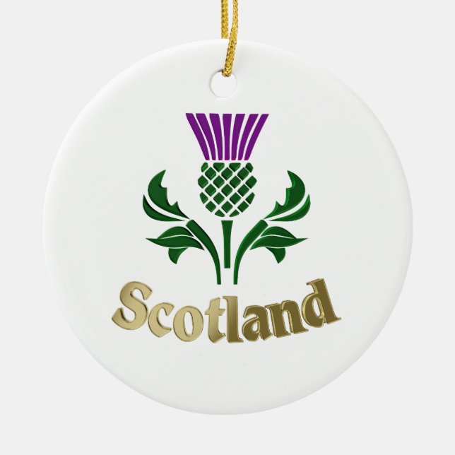 Scottish emblem thistle ceramic tree decoration (Front)