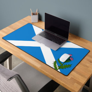 Scottish flag and thistle (national flower) desk mat