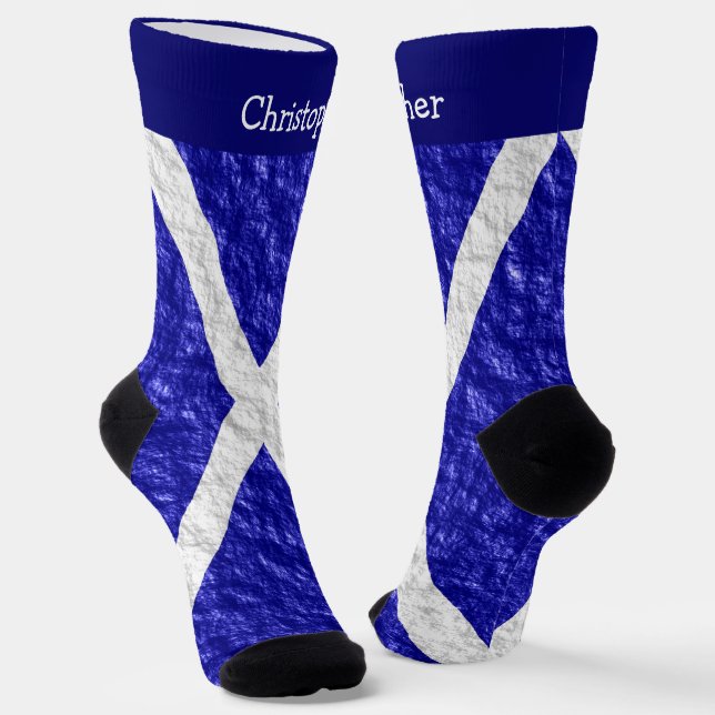 Scottish Flag Design Socks (Angled)