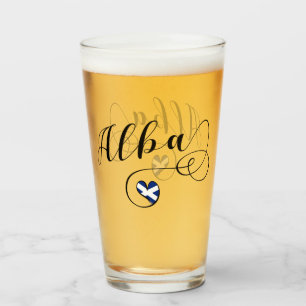 Scottish Flag in Heart, Alba, Scots Gaelic Glass