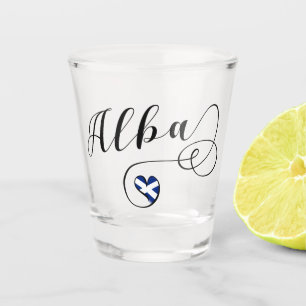 Scottish Flag in Heart, Alba, Scots Gaelic Shot Glass