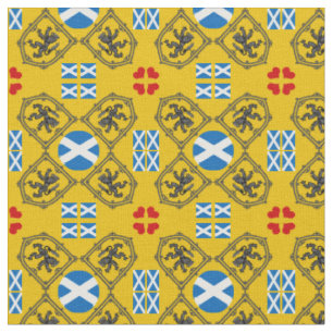 Scottish Flag, Lion, Gold fashion Hearts /Scotland Fabric