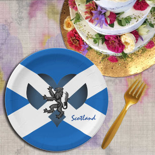 Scottish flag & Lion Heart, Scotland party /sports Paper Plate
