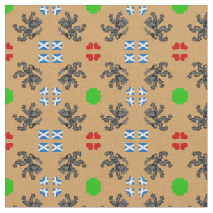 Scottish Flag & Lion Hearts, Scotland fashion GLD2 Fabric
