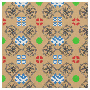 Scottish Flag & Lion Hearts, Scotland fashion GLD Fabric