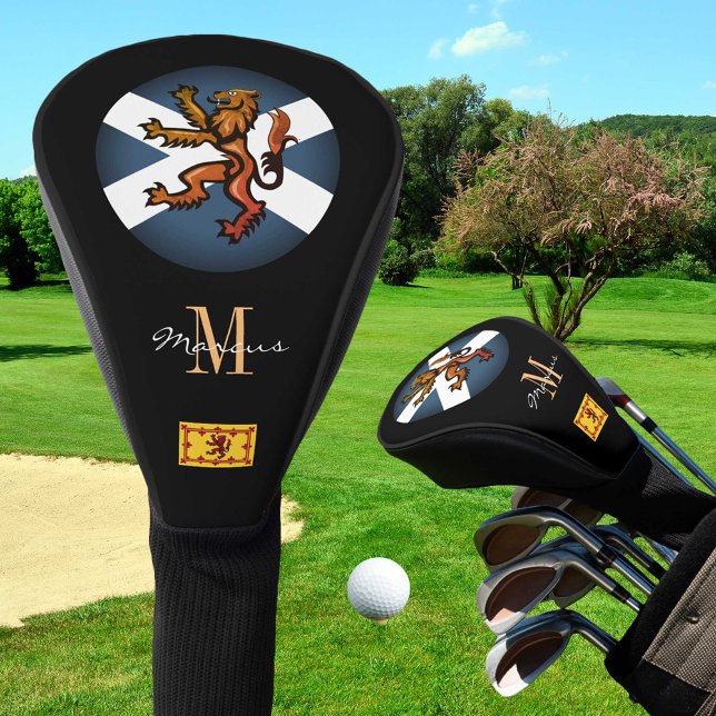 Scottish Flag & Lion, Monogrammed Golf Clubs Golf Head Cover (Creator Uploaded)