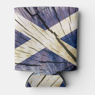 Scottish Flag of Scotland - Tree Trunk Wood Can Cooler