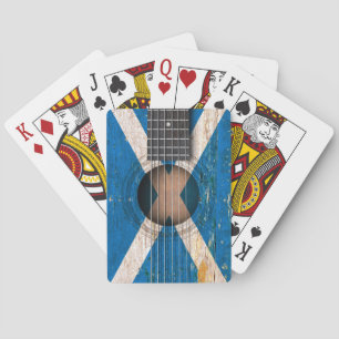 Scottish Flag on Old Acoustic Guitar Playing Cards