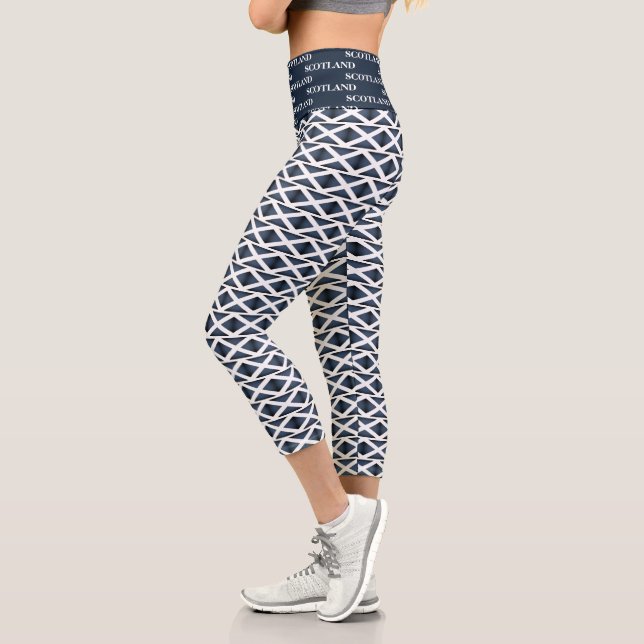 Scottish flag pattern high waist capri leggings (Left)
