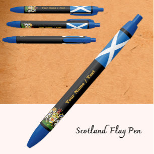 Scottish Flag Pen, Scotland / Personalised Black Ink Pen