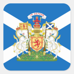 Scottish Flag & Royal Coat of Arms, Scotland Square Sticker