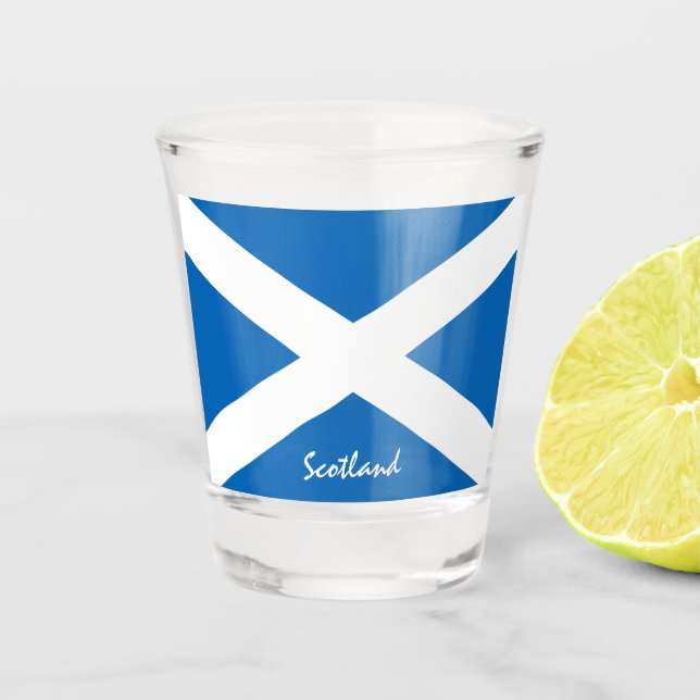 Scottish Flag & Scotland country patriot / sports Shot Glass (Front)