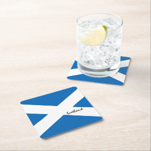 Scottish flag & Scotland Land Patriots /sport fans Square Paper Coaster