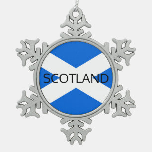 Scottish Flag Scotland orncnt Snowflake Pewter Christmas Ornament