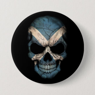 Scottish Flag Skull on Black 7.5 Cm Round Badge