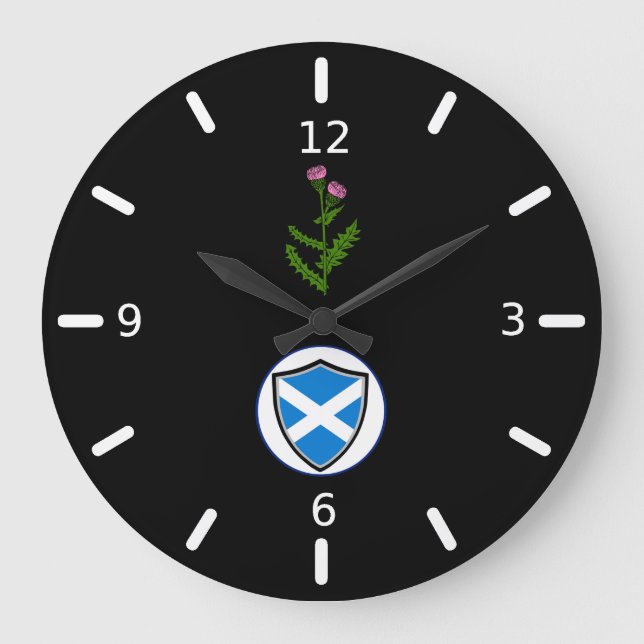 Scottish flag-thistle large clock (Front)
