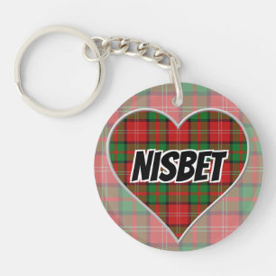 Scottish Flash Clan Nisbet Tartan Heart Key Ring