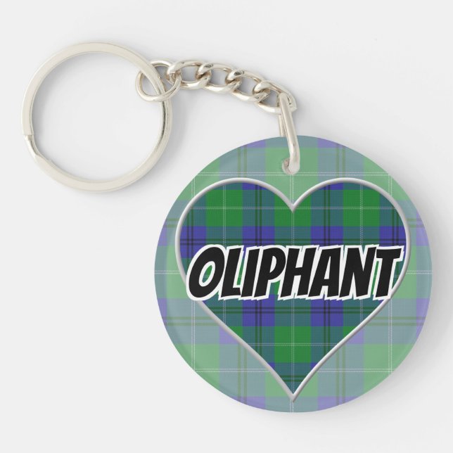 Scottish Flash Clan Oliphant Tartan Heart Key Ring (Front)