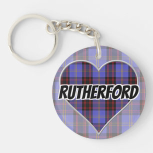 Scottish Flash Clan Rutherford Tartan Heart Key Ring