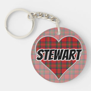Scottish Flash Clan Stewart Tartan Heart Key Ring