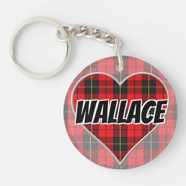 Scottish Flash Clan Wallace Tartan Heart Key Ring (Front)