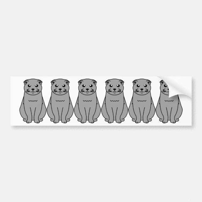 Scottish Fold Cat Cartoon Bumper Sticker (Front)