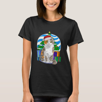 Scottish Fold Cat Cute Santa Christmas T-Shirt