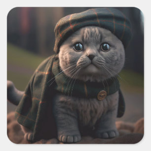 Scottish Fold Cat in a Scottish Hat Sticker