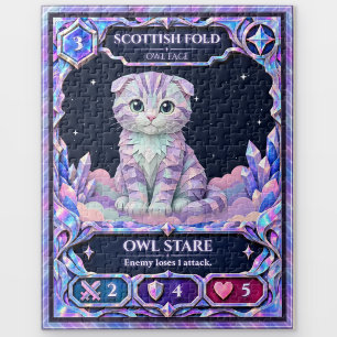 Scottish Fold Cat, Rainbow Foil Art Jigsaw Puzzle
