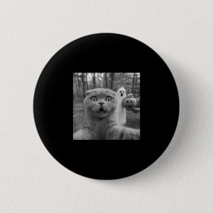 Scottish fold cat selfie ghost trick or treater 6 cm round badge