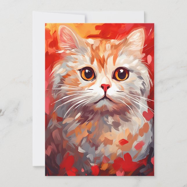 Scottish Fold Cat Valentine's day Holiday Card (Front)