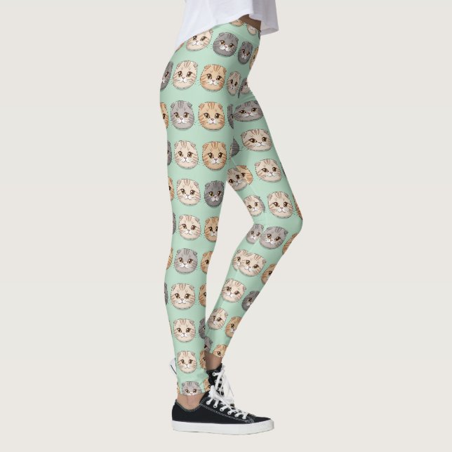 Scottish Fold Cute Cat Lover Pattern Leggings (Right)