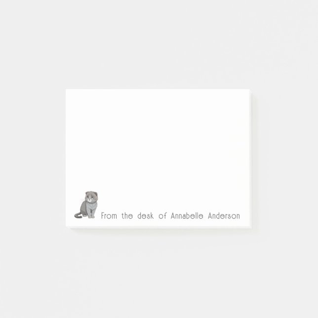 Scottish Fold Grey Cat Personalise Notes (Front)