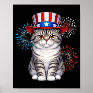 Scottish Fold July 4th of July Cat Fourth of July Poster