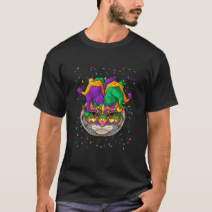 Scottish Fold Mardi Gras Cat Face Carnival Jester  T-Shirt