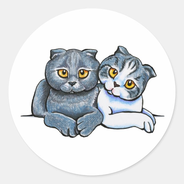 Scottish Fold Pair Classic Round Sticker (Front)
