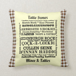 Scottish Food Menu Tartan Cushion