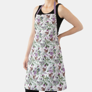 Scottish Garden Blue Poppies and Birds Apron