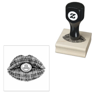 Scottish Gift Tartan Lips Love Pop Art Rubber Stamp