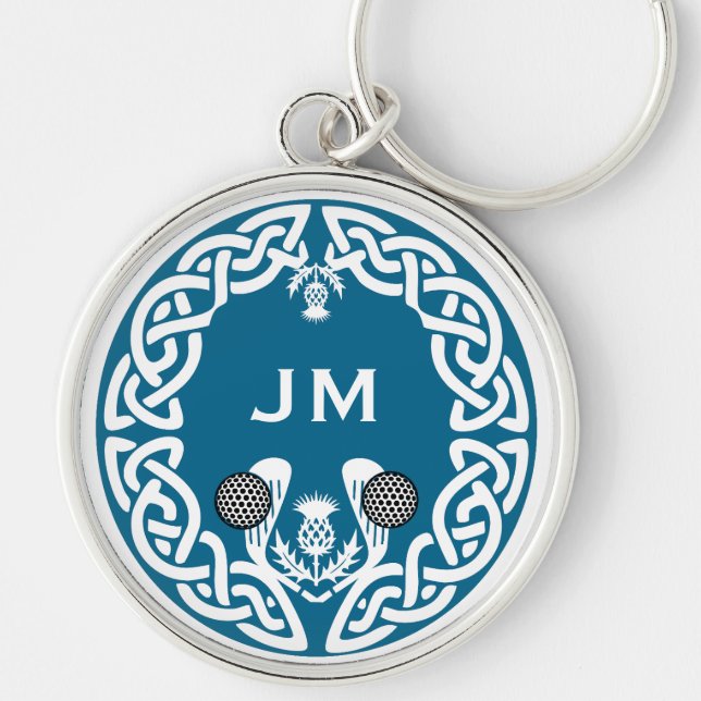 Scottish Golfer Gift Key Ring (Front)