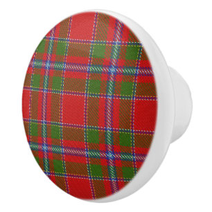 Scottish Grandeur Clan Drummond Tartan Plaid Ceramic Knob