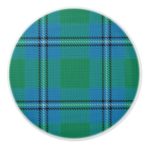 Scottish Grandeur Clan Irvine Irwin Tartan Plaid Ceramic Knob