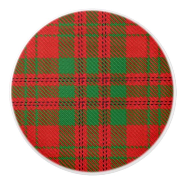 Scottish Grandeur Clan Livingstone Tartan Plaid Ceramic Knob (Front)