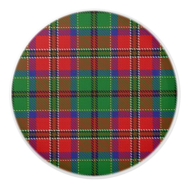 Scottish Grandeur Clan MacCulloch Tartan Plaid Ceramic Knob (Front)