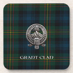 Scottish Grant Clan Tartan & Crest Coaster