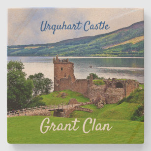 Scottish Grant Clan Urquhart Castle Stone Coaster