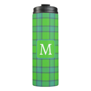 Scottish green &blue Plaid tartan monogram Thermal Tumbler