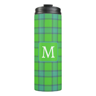 Scottish green &blue Plaid tartan monogram Thermal Tumbler