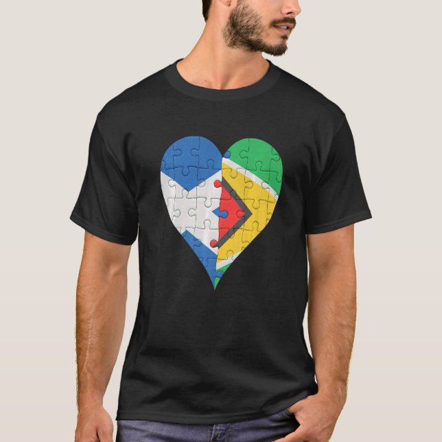 Scottish Guyanese Flag Heart T-Shirt (Front)