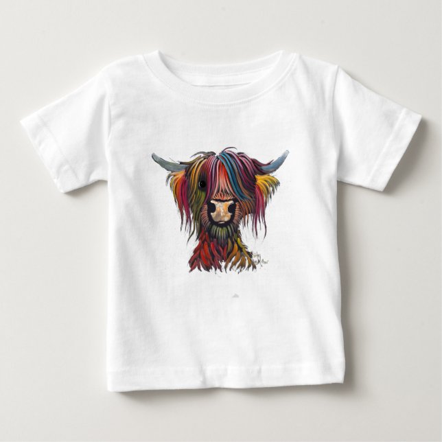 Scottish Hairy Highland Cow ' OLIVER ' Baby T-Shirt (Front)